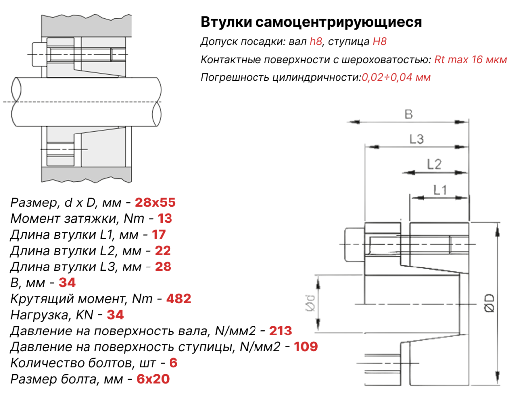Чертеж втулка зажимная ВК13 28х55